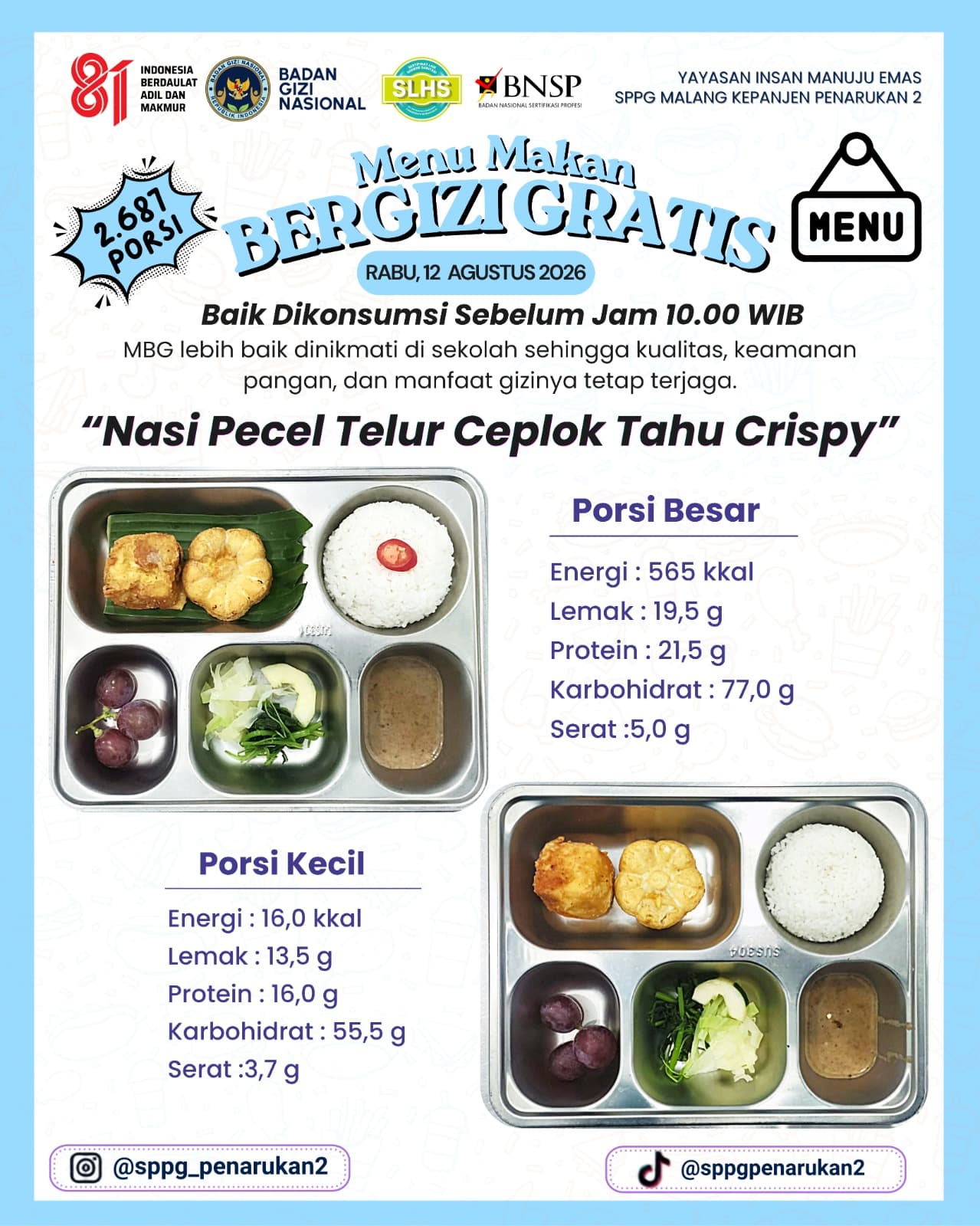 Anak sehat, belajar hebat! sepiring kebaikan hadir di meja sekolah mereka melalui program Makan Bergizi Gratis (MBG)