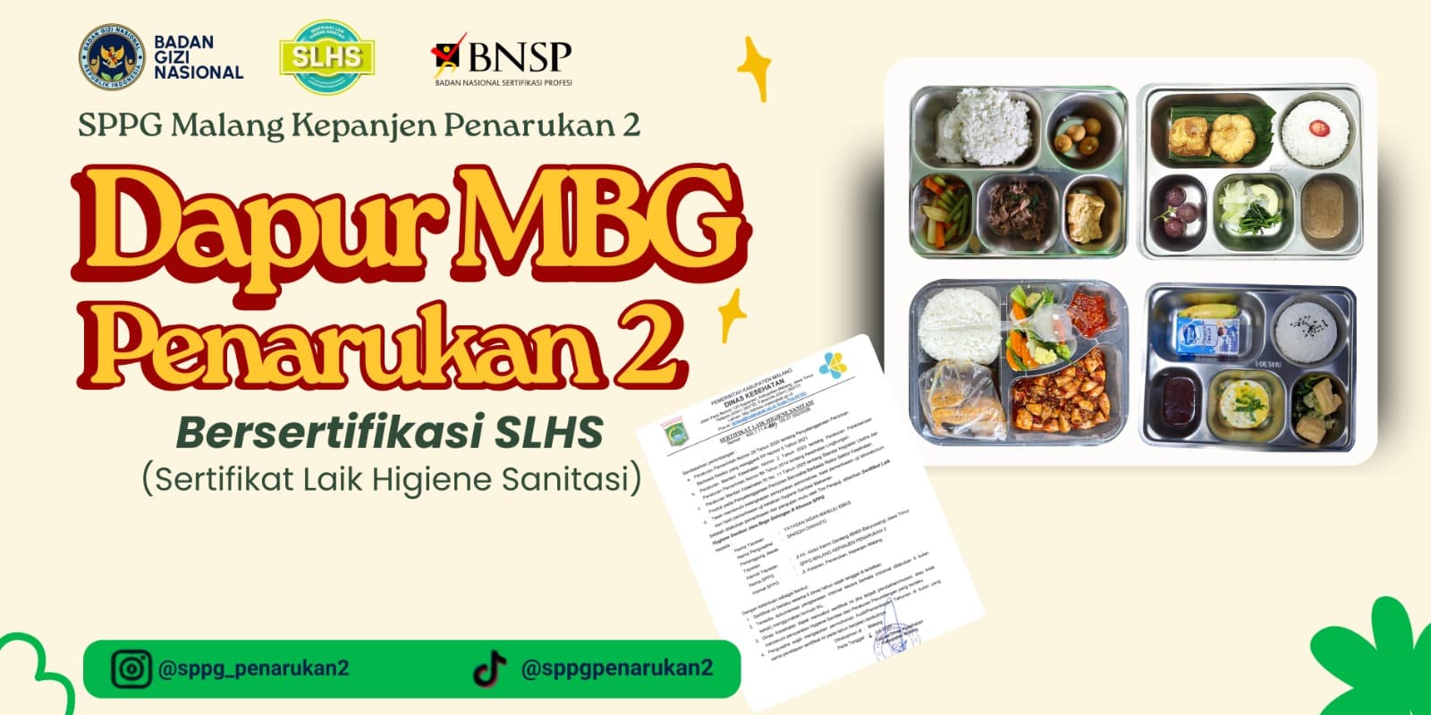 SPPG Malang Kepanjen Penarukan 2 Lulus Sertifikasi SLHS
